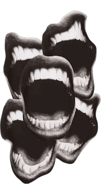 a black and white photo of a group of teeth