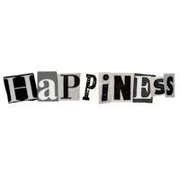 a black background with the word happiness spelled out