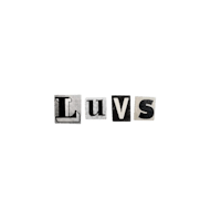 a black background with the word luvs on it