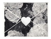 a black and white photo of an envelope with a heart in it